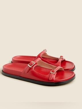 JCREW "colbie" Red double Buckle Slide Sandals, sz 9